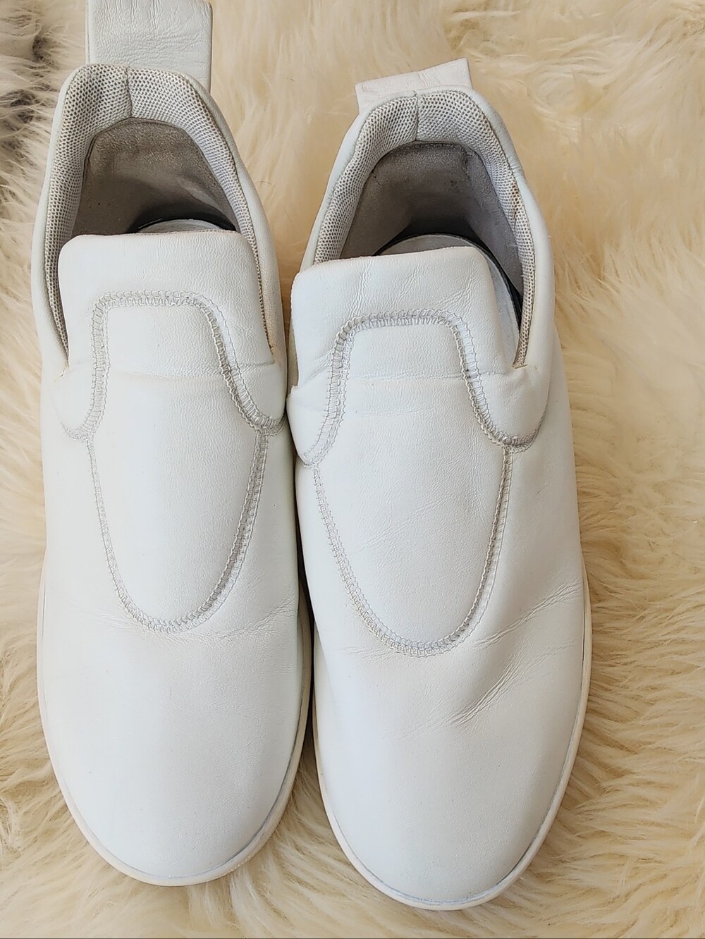 Celine White Leather Slip-On Sneakers